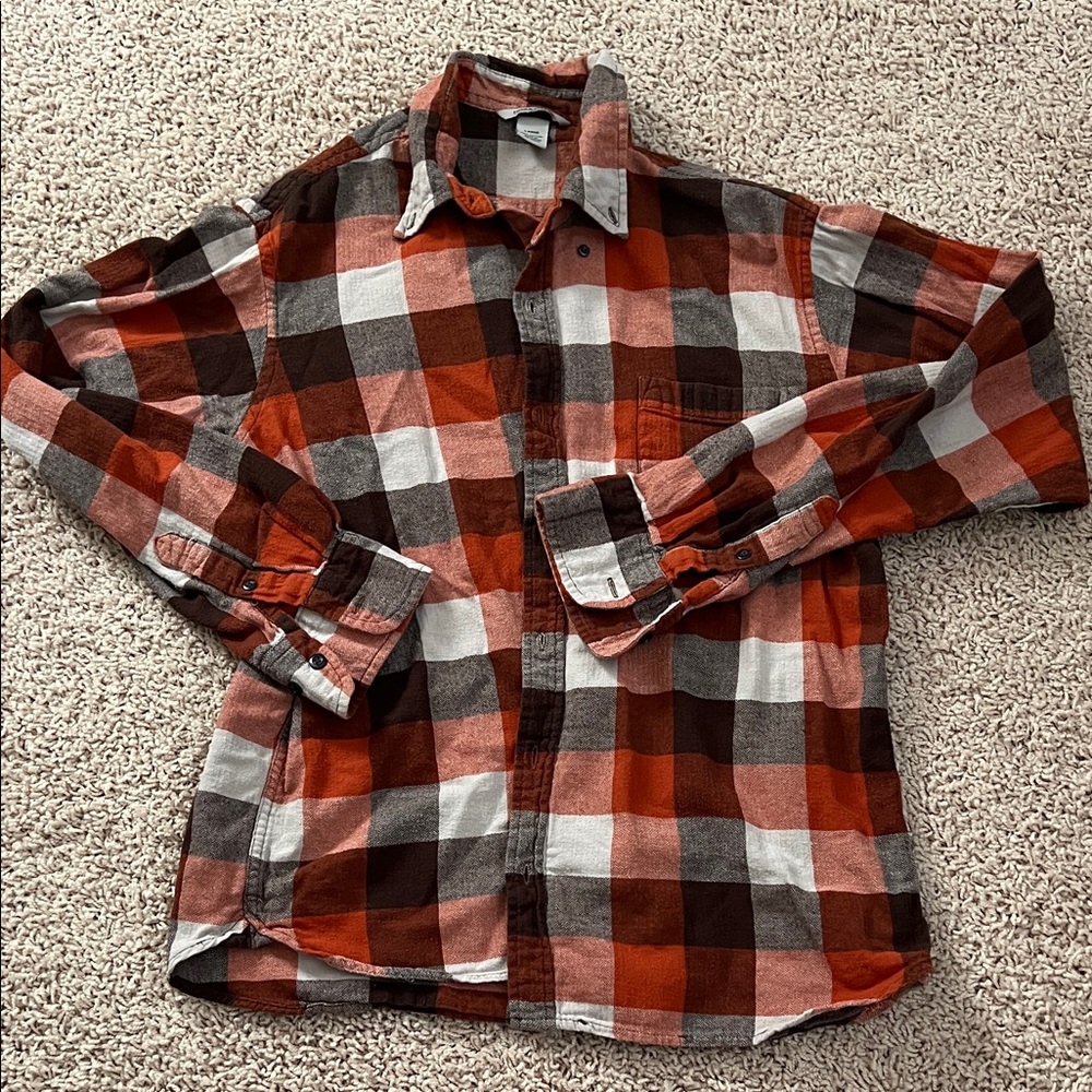 Field & Stream Men's Plaid Shirt - Orange & Brown